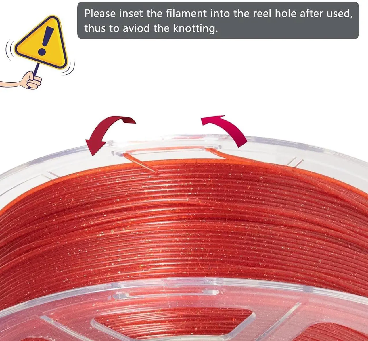 Alt view image 4 of 7 - iSANMATE 3D Printer Filament, Transparent Glitter Red PLA Filament 1.75 mm, 3D Printing Filament 1KG/2.2lb