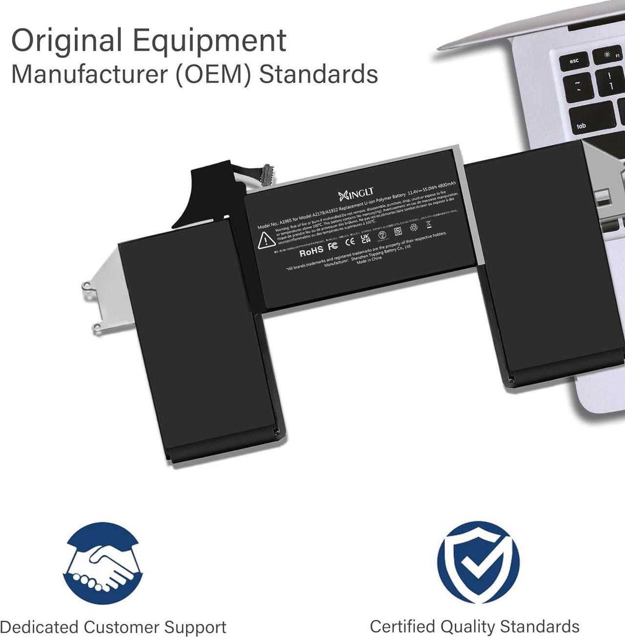 Alt view image 3 of 7 - A1932 A2179 Battery Replacement A1965 Battery for MacBook Air 13 inch Retina A1932 (Year 2018-2019) A2179 (Year 2020) EMC 3184 3302,A1965 Laptop Battery