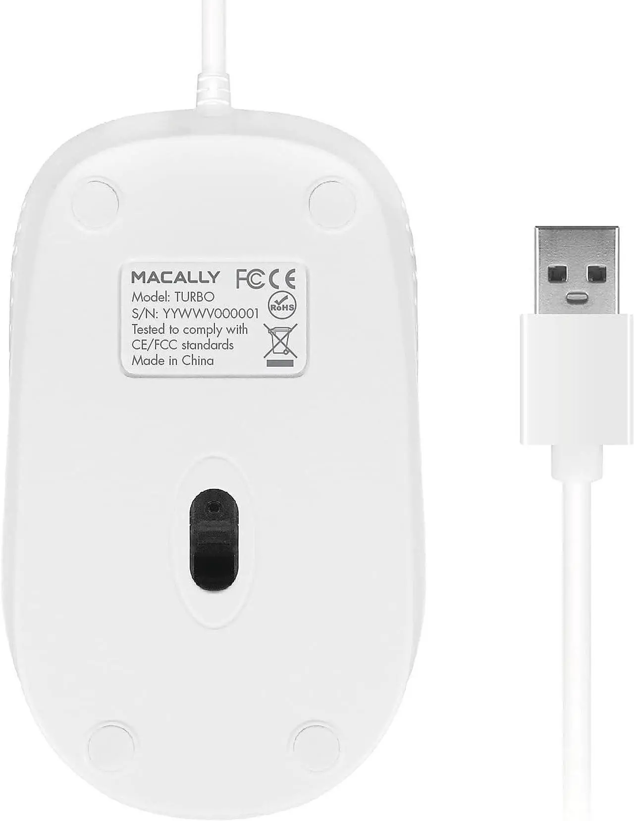 Alt view image 4 of 7 - Macally USB Wired Mouse with 3 Button, Scroll Wheel, & 5 Foot Long Cord, USB Mouse for Laptop and Desktop, Computer Mouse Wired Compatible with Apple Macbook, iMac, Mac Mini, Windows PC, & Chromebook