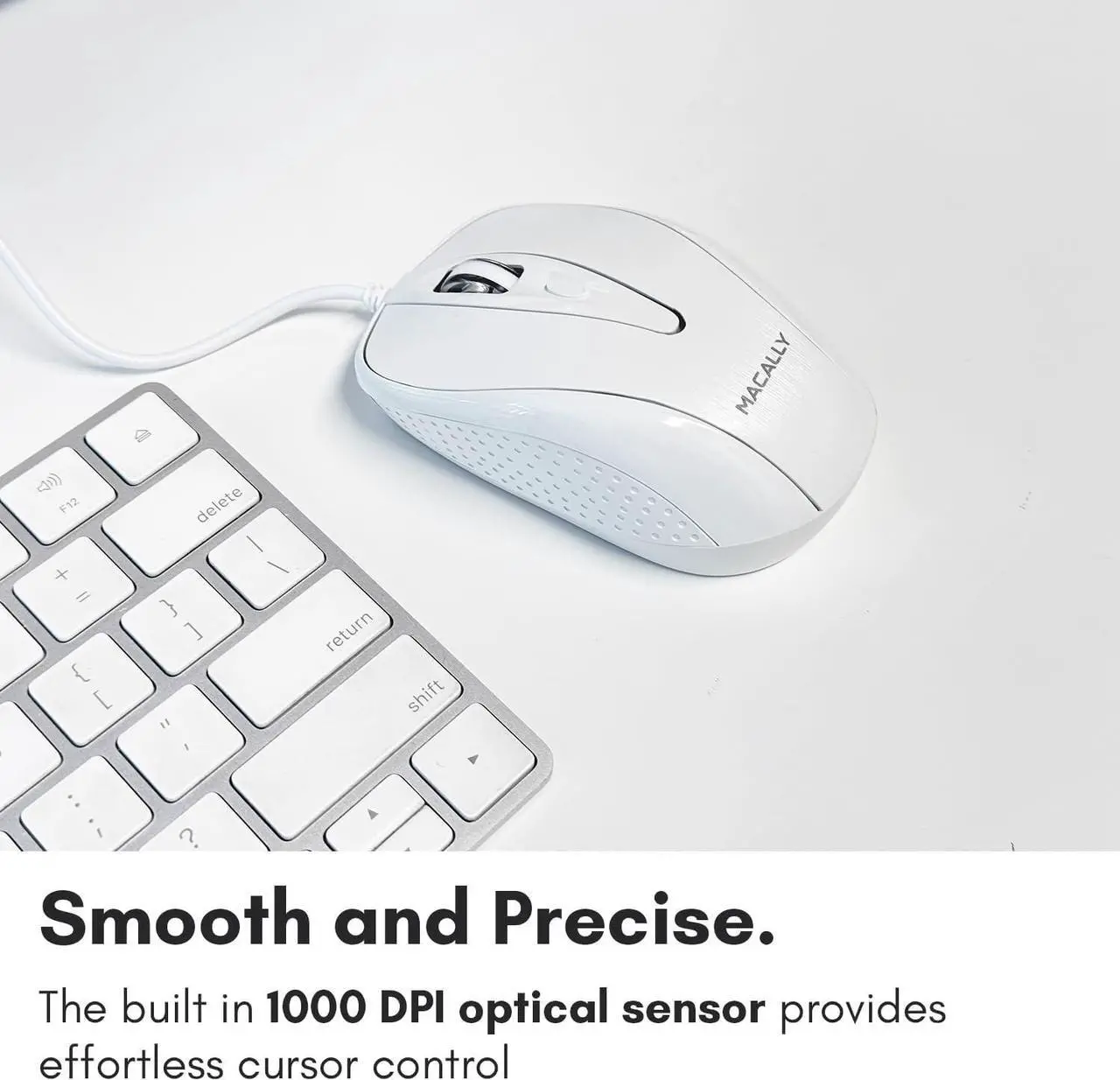 Alt view image 5 of 7 - Macally USB Wired Mouse with 3 Button, Scroll Wheel, & 5 Foot Long Cord, USB Mouse for Laptop and Desktop, Computer Mouse Wired Compatible with Apple Macbook, iMac, Mac Mini, Windows PC, & Chromebook