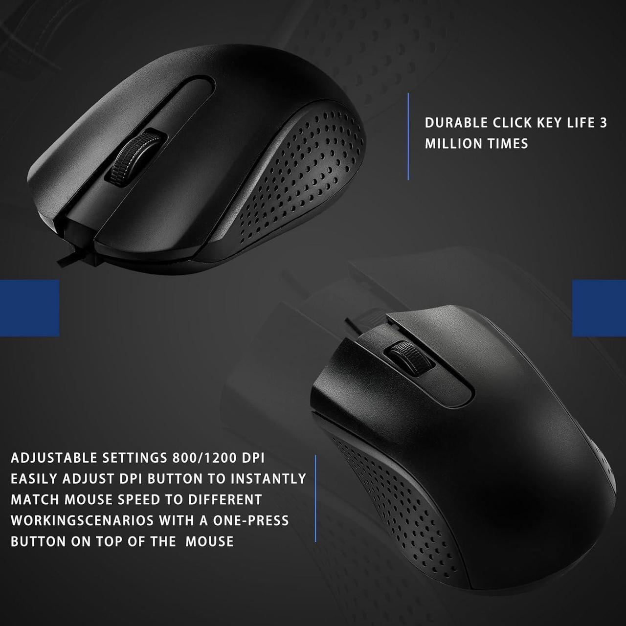 Alt view image 4 of 6 - 12 Pcs Wired Computer Mouse Bulk Cord USB Computer Mice Ergonomic Wired Mouse for Pcs Computers Laptops Gaming Office Home Supplies(Black)