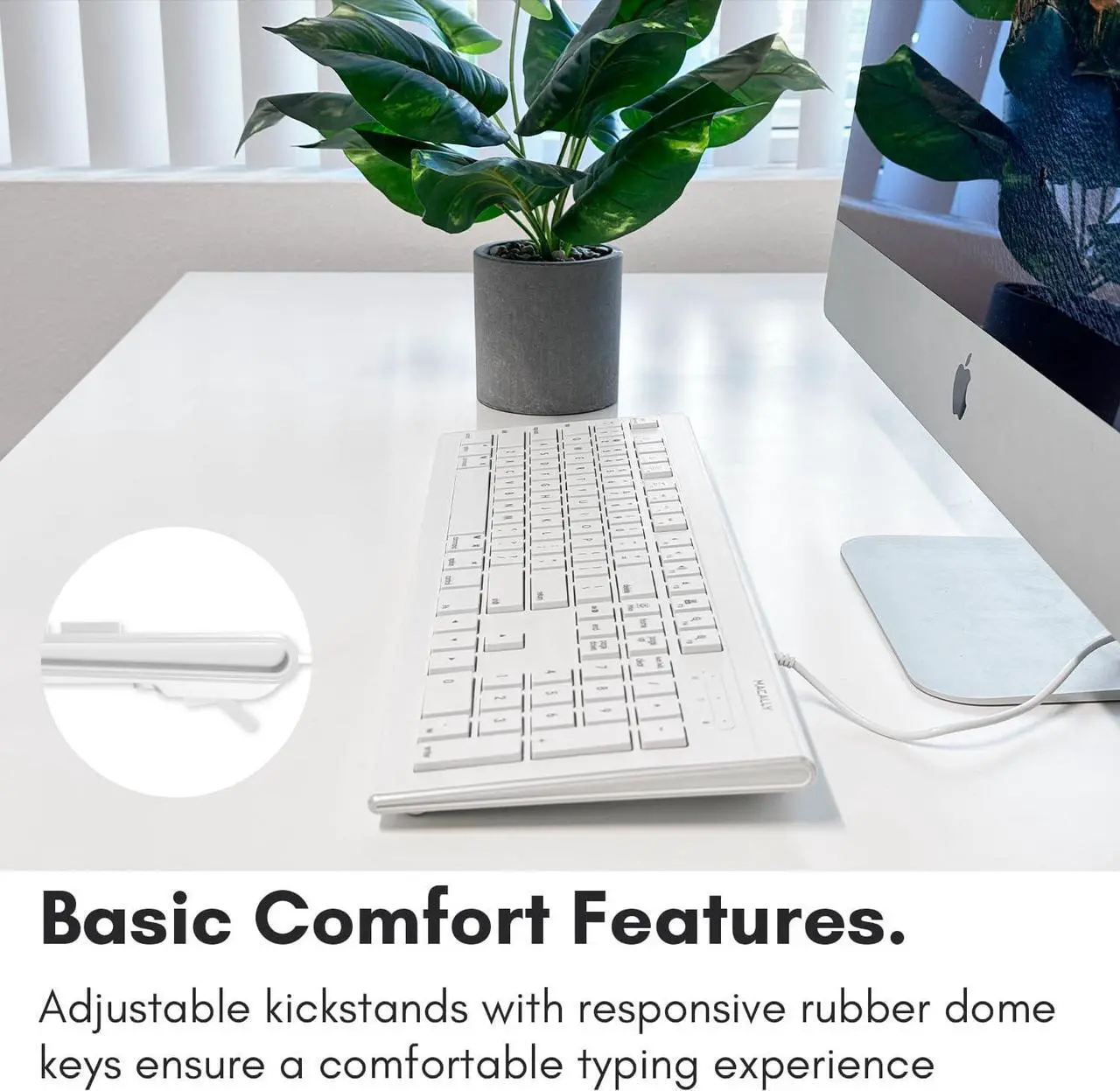 Alt view image 7 of 7 - Macally 104 Key USB Wired Keyboard and Mouse Combo with Apple Shortcut Keys for Mac, iMac, Macbook, and Windows PC (MKEYECOMBO), White