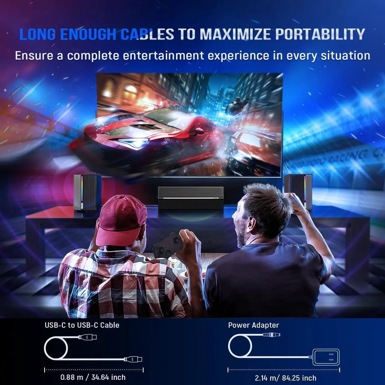 Alt view image 7 of 7 - Computer Speakers System with Subwoofer, Gaming Speaker for PC with RGB, Volume Control, Monitoring, 3.5mm Aux Input, AC Powered Speakers for Desktop Mobile TV-AmpliGame A22