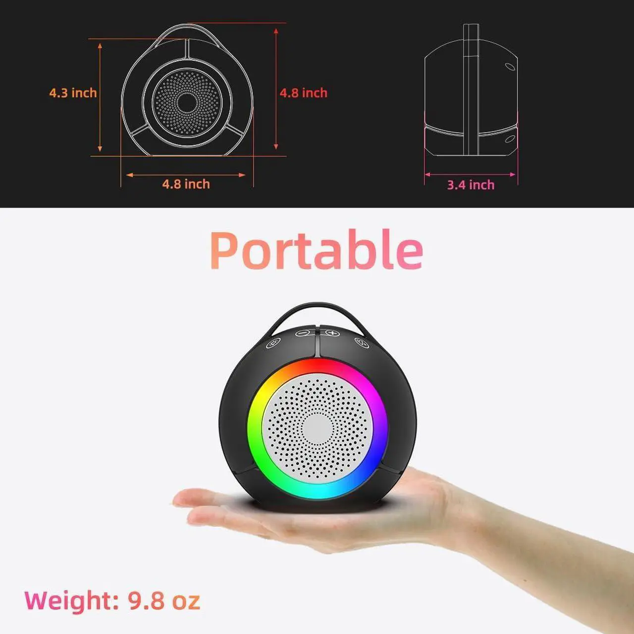 Alt view image 7 of 7 - USB Computer Speakers for Desktop PC | Portable Plug-N-Play Laptop Speakers with Dynamic RGB Light, Ultra-Clear Sound, Loud Volume, Deep Bass, Touch Control, Compatible with Windows, macOS, ChromeOS