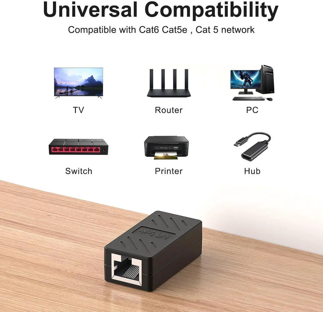 Alt view image 7 of 7 - RJ45 Coupler Ethernet Coupler Inline Coupler for Cat8/ Cat7/ Cat6/ Cat5e/ Cat5 Ethernet Cable Extender Adapter for PC Router Modem PS5 Xbox Female to Female (6 Pack Black)