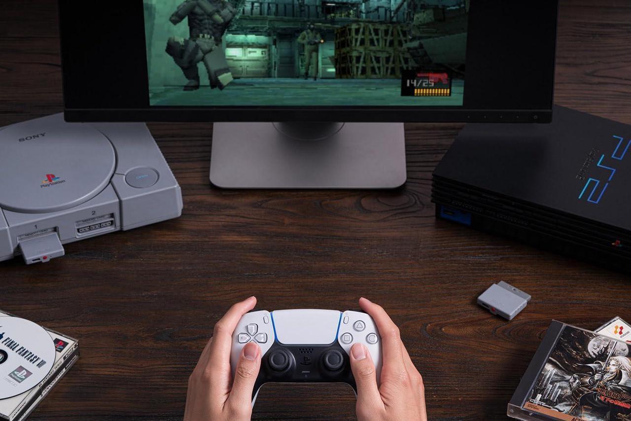 Alt view image 5 of 7 - 8Bitdo Bluetooth Retro Controller Adapter Receiver for PS1 PS2 and Windows, Compatible with PS5/PS4, Xbox Series Controller, Xbox One Bluetooth Controller and Switch Pro Controller
