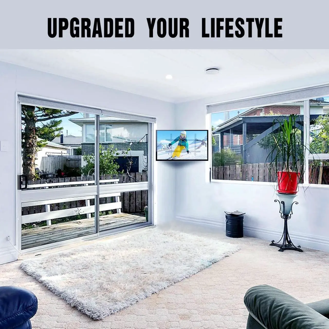 Alt view image 4 of 7 - FORGING MOUNT Corner TV Wall Mount Long Arm TV Mount Bracket for 32"-75" TVs-Easy to Install Single Stud Design- 33" of Smooth Extension Plus Swivel,Tilt,Max VESA 600X400mm,Holds 100lbs