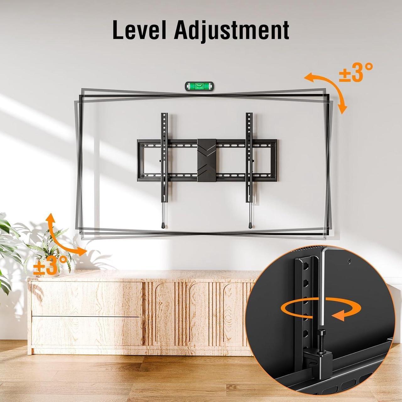 Alt view image 2 of 7 - ELIVED Tilting TV Wall Mount for Most 37"-84" TVs with Level Adjustment, Low Profile TV Mount Max 24" Wood Studs, Wall Mount Bracket Max VESA 600x400mm, 99 Lbs Loading, YD1038