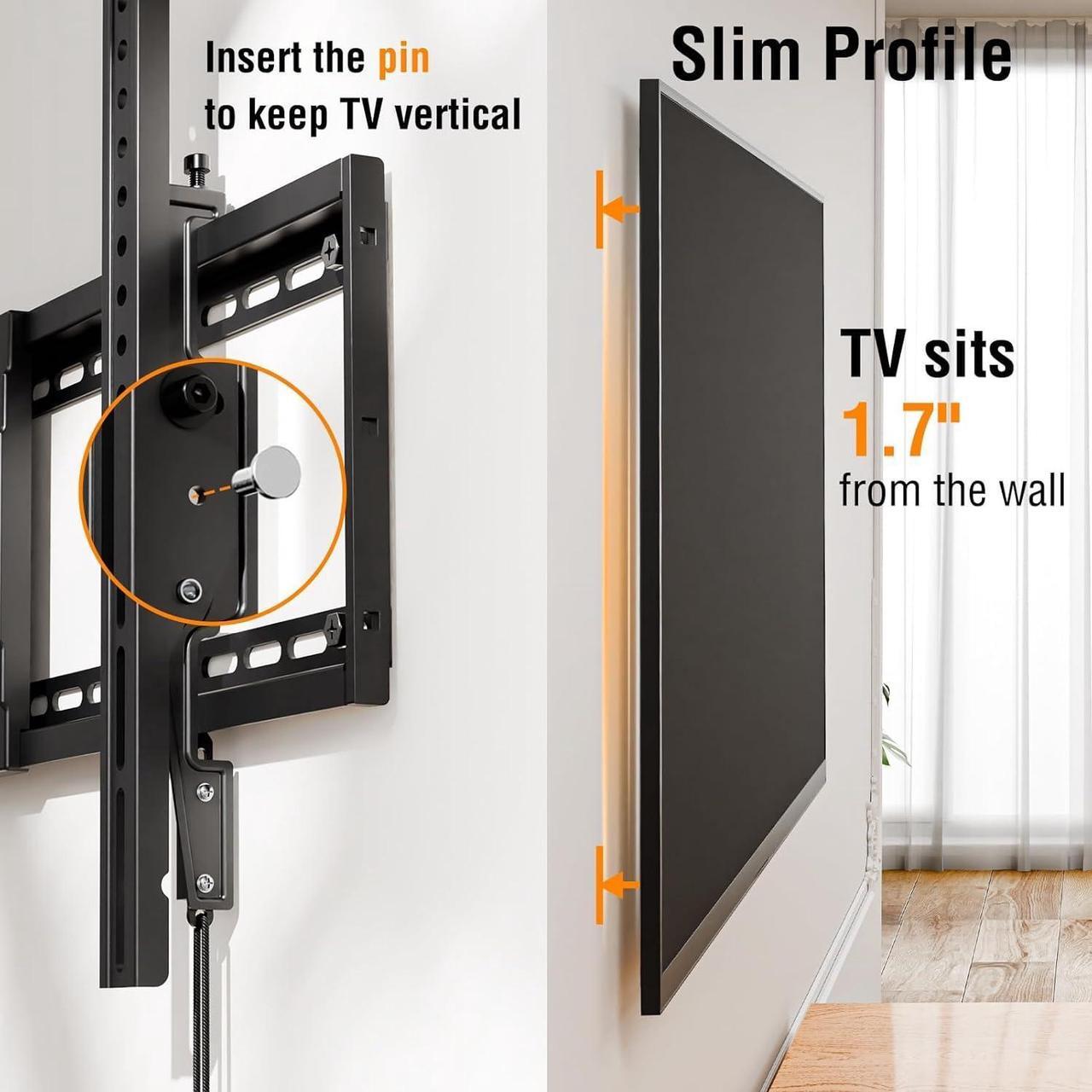 Alt view image 4 of 7 - ELIVED Tilting TV Wall Mount for Most 37"-84" TVs with Level Adjustment, Low Profile TV Mount Max 24" Wood Studs, Wall Mount Bracket Max VESA 600x400mm, 99 Lbs Loading, YD1038