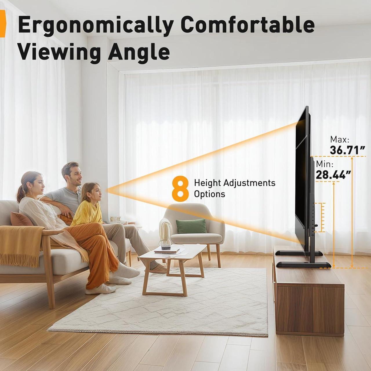 Alt view image 3 of 7 - Perlegear TV Stand Steel TV Legs for Most 3782 Inch Flat or Curved TVs up to 110 lbs, Height Adjustable TV Feet Suitable for Soundbar, Universal Tabletop TV Stand Base Max VESA 800 x 500mm, PGTVS20