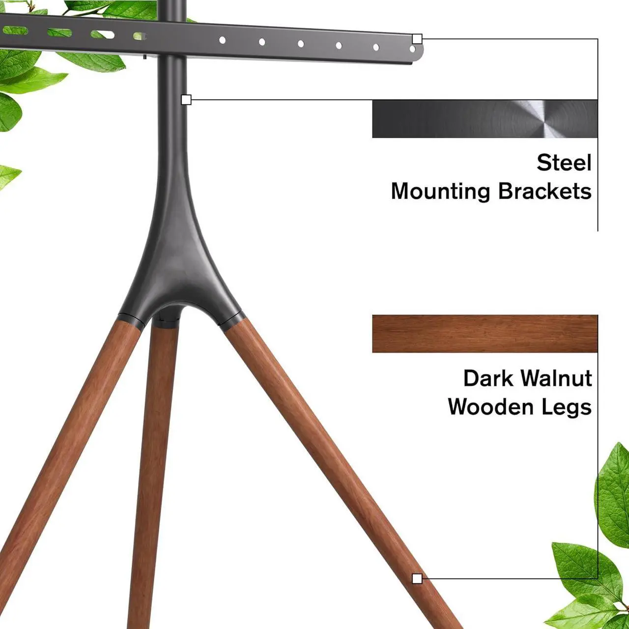 Alt view image 6 of 7 - ProMounts Easel Floor TV Stand with Tripod Base for 47-72 inch LED LCD OLED Flat and Curved Screens, Portable Height Adjustable TV Stand Mount for Bedroom, Living Room, Studio
