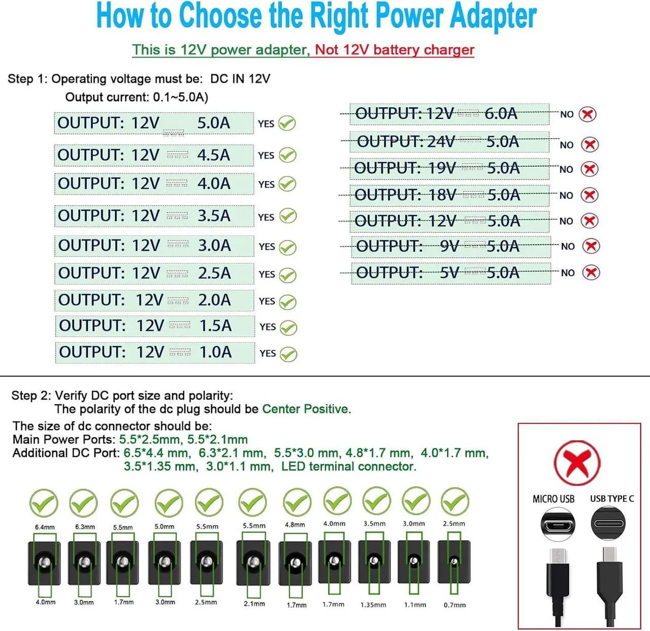 Alt view image 4 of 7 - 12V 5A LCD Monitor Power Supply Cord 12 Volts 5A 4A 3A AC DC Adapter Compatible with 12Vdc Sceptre Aoc HP  LCD Monitor DC12V CCTV Security Cameras 12Volts LED Strip Light.