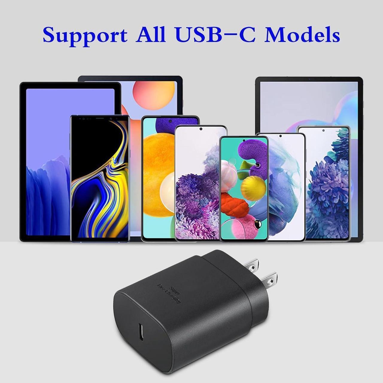 Alt view image 7 of 7 - Type C Charger, 2-Pack 25W Type C Super Fast Charging Block with 6ft USB C Charger Cable Compatible with Galaxy S23 Ultra/S23+/S22/S21/S20/Phone 16/16 Plus/16 Pro Max/15/15 Pro Max/15 Plus-Black