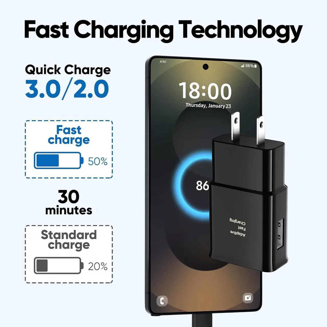 Alt view image 2 of 7 - Android Phone Charger, Samsung Charger Fast Charging Cord with 6.6ft Type C Cable for Samsung Galaxy S25Ultra/S25/S24/S23/S23 Ultra/S22/S21/S20/S20+/S10/S10+/S10e/S9/S9+/S8/S8Plus/Note 8/9/10/20