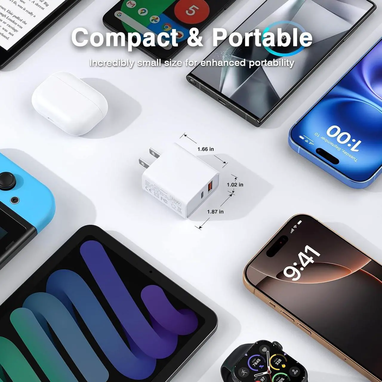 Alt view image 5 of 6 - USB C Wall Charger Block 20W 2-Pack Dual Port PD Power Delivery Fast Type C Charging Block Plug Compatible with iPhone 11/12/13/14/15/16/Pro Max XS/XR/X Ipad Pro  Galaxy