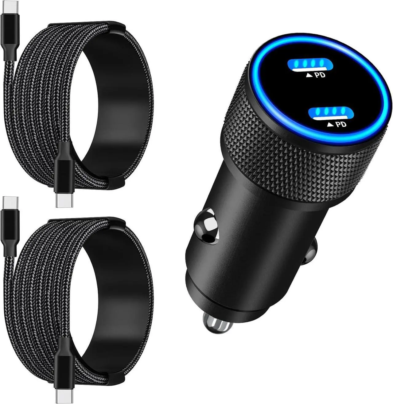 Main image of Apple MFi Certified iPhone Fast Charger, Linocell 90W Dual PD Car Power Cigarette Lighter USB-C Carplay Charger with 2Pack Type-C Braided Cable for iPhone 16/16 Pro/16 Pro Max/15/15 Pro/iPad