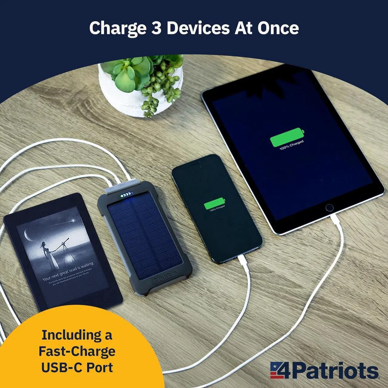 Alt view image 4 of 7 - 4Patriots Patriot Power Cell CX: Emergency Solar Power Bank with USB-C Fast-Charging Port