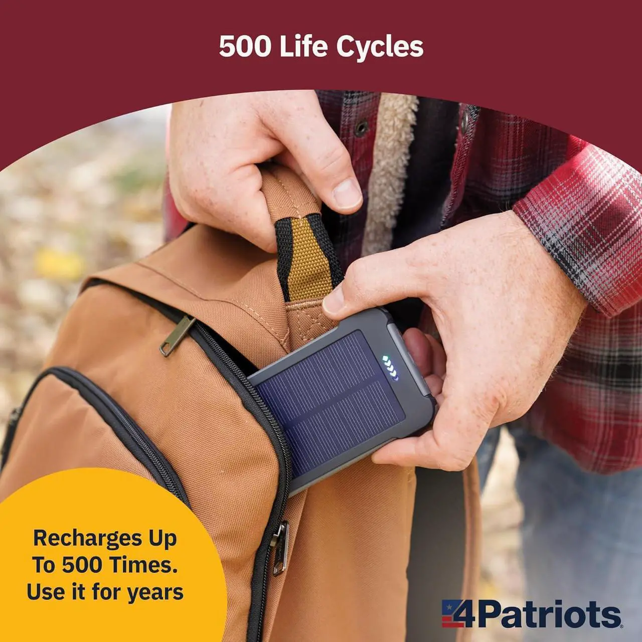 Alt view image 7 of 7 - 4Patriots Patriot Power Cell CX: Emergency Solar Power Bank with USB-C Fast-Charging Port