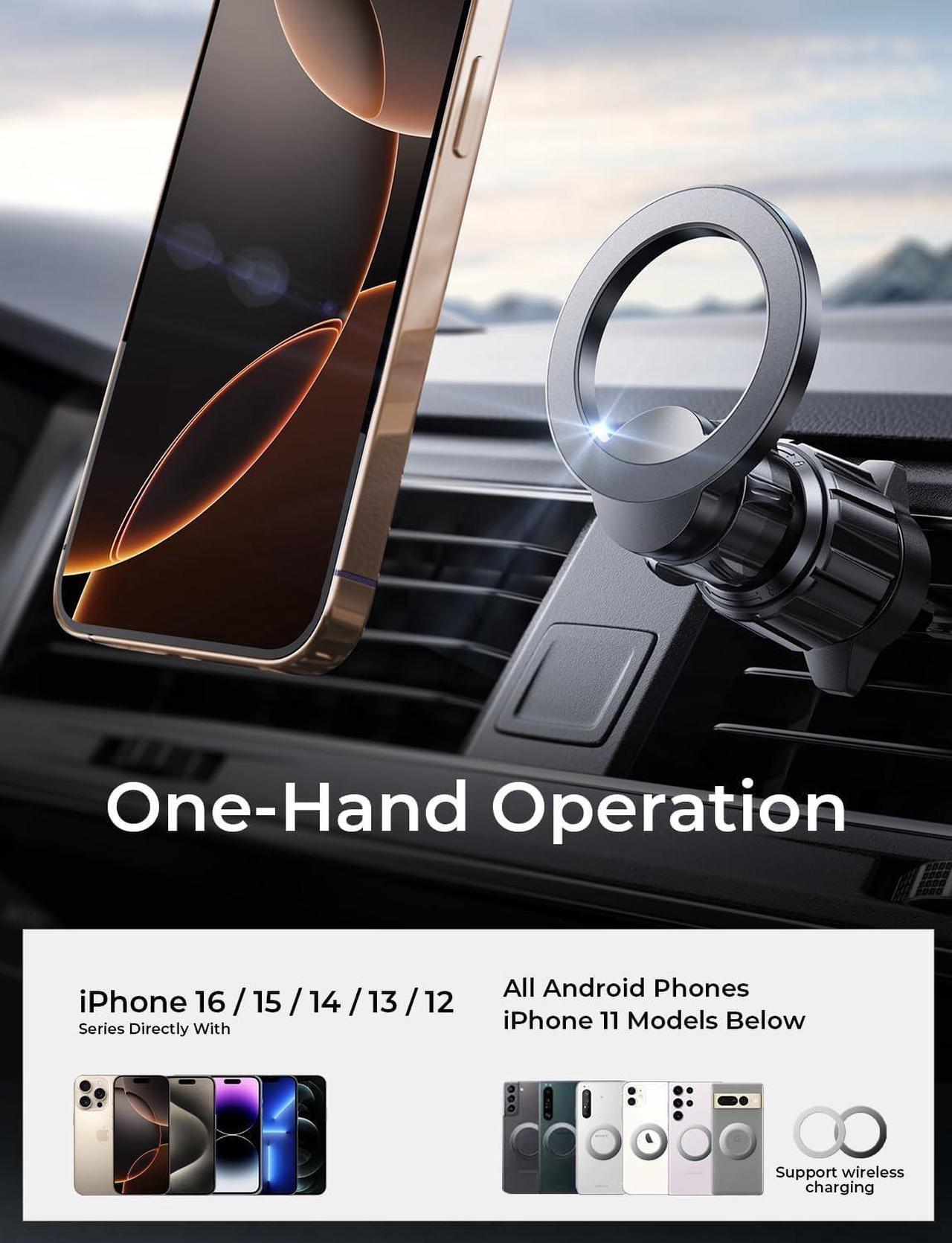 Alt view image 7 of 7 - 2 Pack Fits MagSafe Car Mount Magnetic Phone Holder for Car[24 Super Magnets]car Vent Phone Mount Mag safe Phone Holder Car Accessories for iPhone 16 15 14 13 Pro Max Plus Mag Safe Case Black