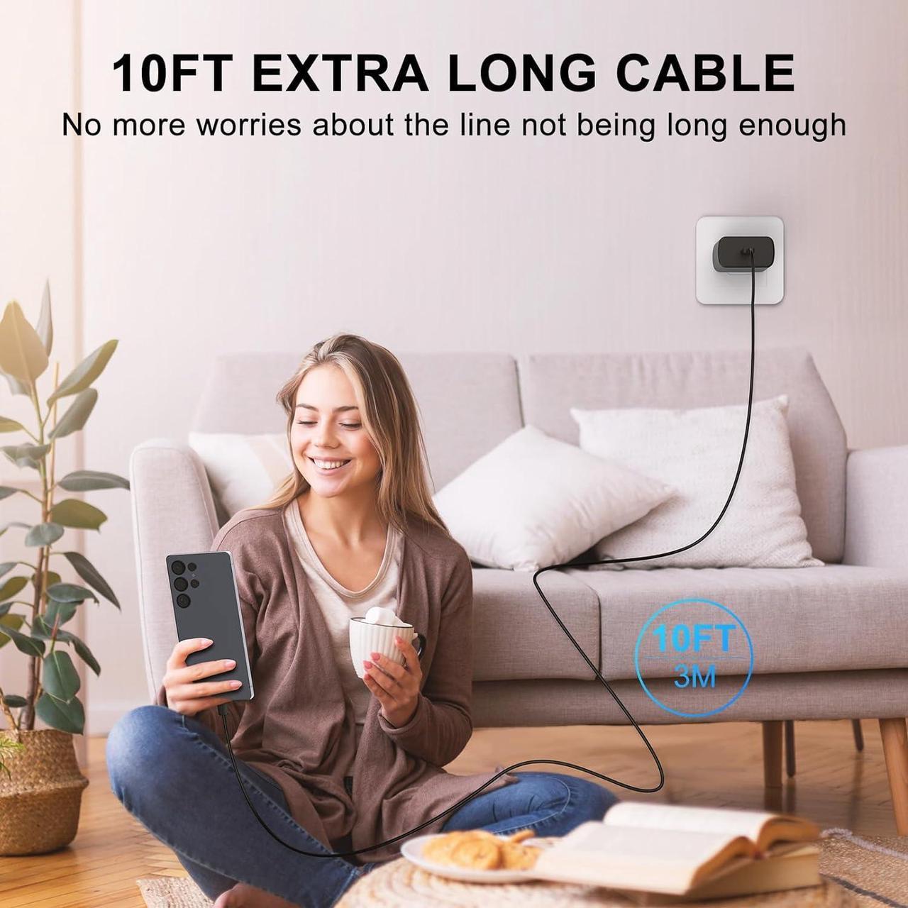 Alt view image 7 of 7 - S25 S24 S23 Ultra Charger 45W USB C Samsung Super Fast Charger Type C&10Ft Long C Charger Cable Cord Fast Charging Android Phone Charger Block for Samsung Galaxy S25Ultra/S25Plus/S25/S24Ultra/S24/S23