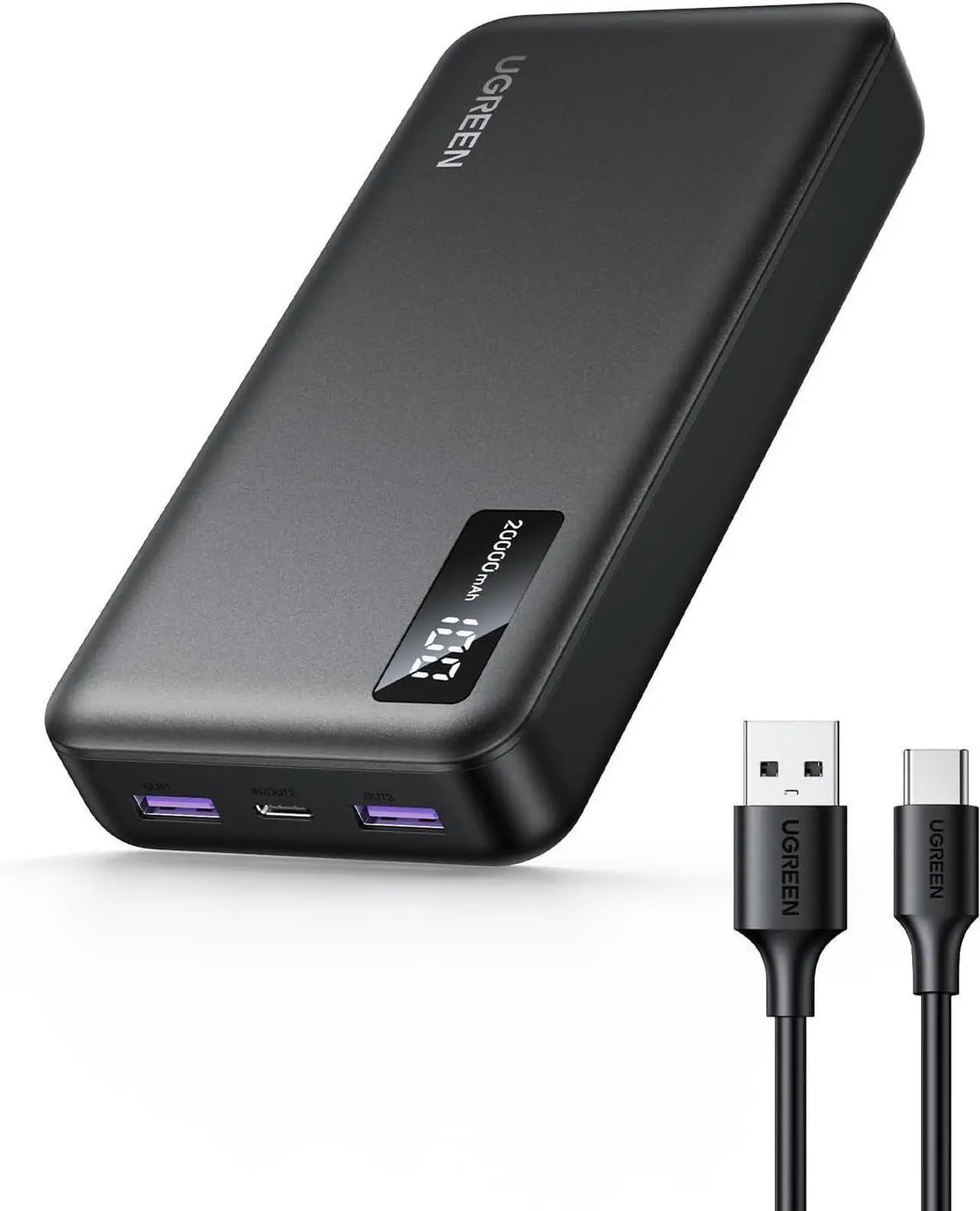 Main image of UGREEN Power Bank, 20000mAh 22.5W Portable Charger USB C Input&Output PD 3.0 Fast Charging Battery Pack with Digital Display for iPhone 16/15/14/13, Galaxy S24/S23, Pixel 8, ipad, LG, etc Black
