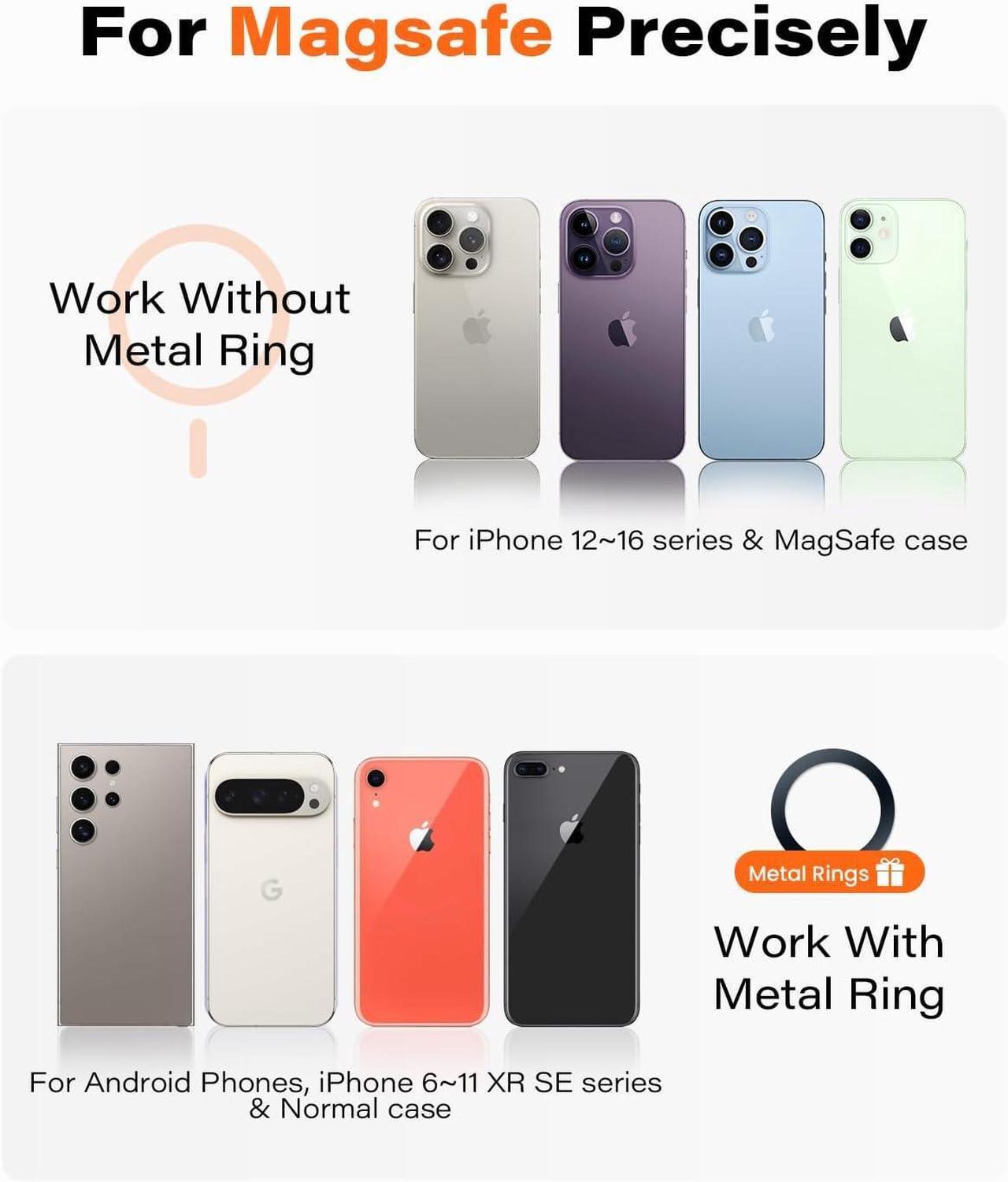 Alt view image 7 of 7 - APPS2Car Foldable Metal Magnetic Car Phone Mount for Magsafe iPhone 16 15 14 13 12 Pro Max Plus Mini MagSafe Case, One-Hand Operation