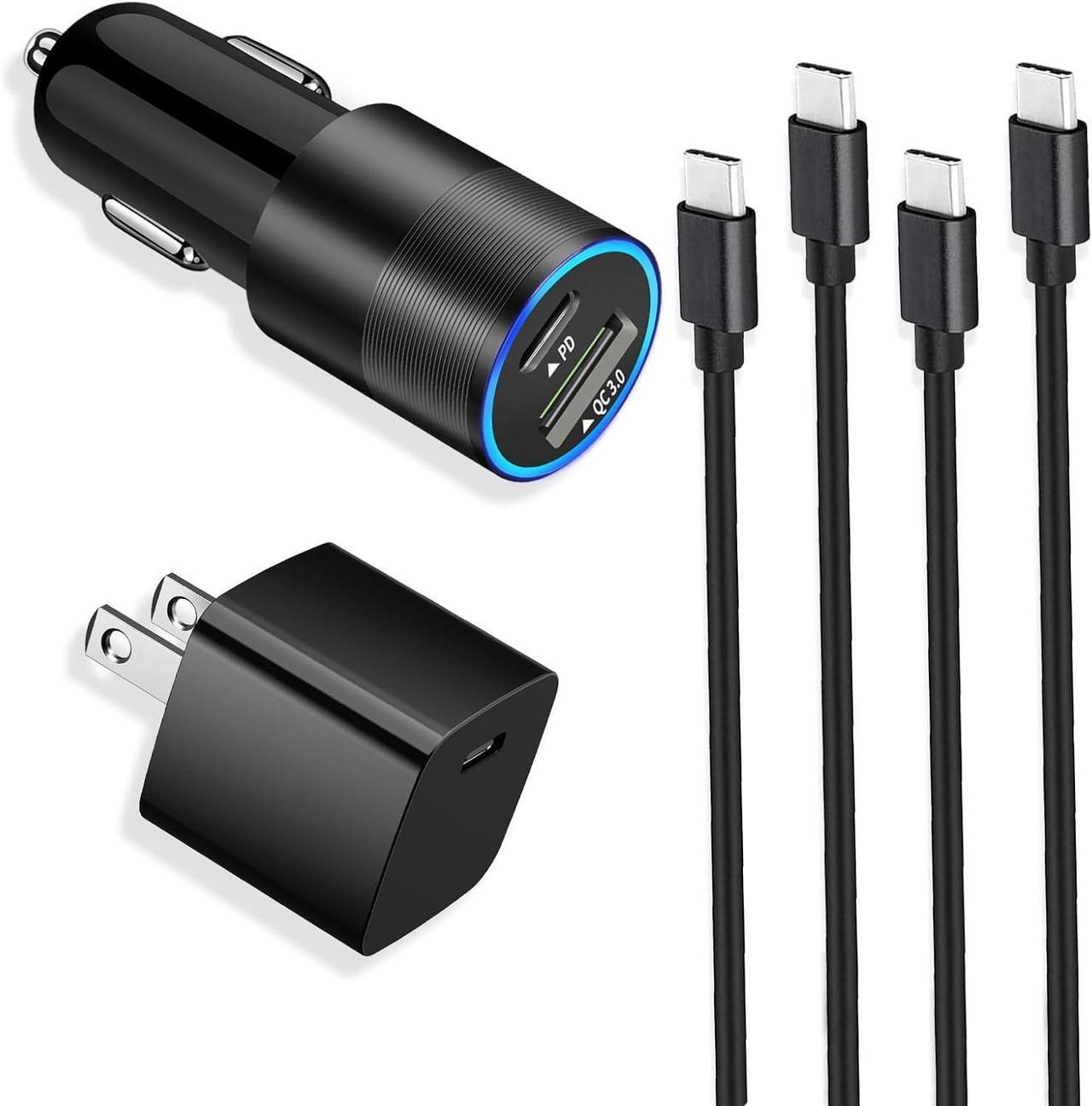 Main image of USB C Fast Charger Kit for Google Pixel 9/9 Pro XL/8/8 Pro/7/7 Pro/6a/6 Pro/6/5a/4, Samsung Galaxy S24, Looptimo 30W PD&QC 3.0 Car Charging Adapter + 20W Wall Charger Block + 2 Pack Type C Cable 3.3ft