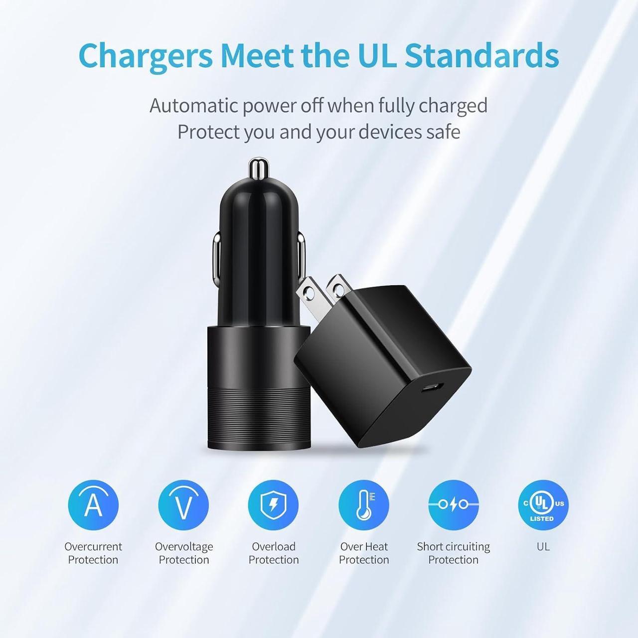 Alt view image 6 of 7 - USB C Fast Charger Kit for Google Pixel 9/9 Pro XL/8/8 Pro/7/7 Pro/6a/6 Pro/6/5a/4, Samsung Galaxy S24, Looptimo 30W PD&QC 3.0 Car Charging Adapter + 20W Wall Charger Block + 2 Pack Type C Cable 3.3ft