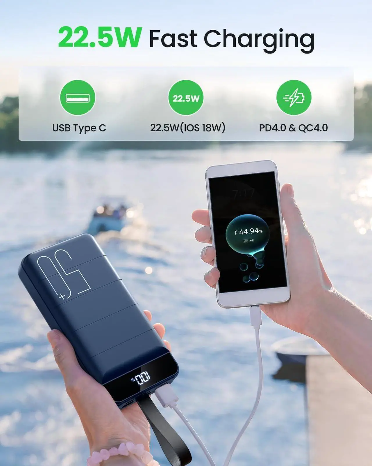Alt view image 3 of 7 - Portable Charger Power Bank 50000mAh Fast Charging 22.5W USB C Battery Pack Charger Portable with 4 Outputs & 3 Inputs High Capacity External Battery Charging Bank for iPhone  Galaxy