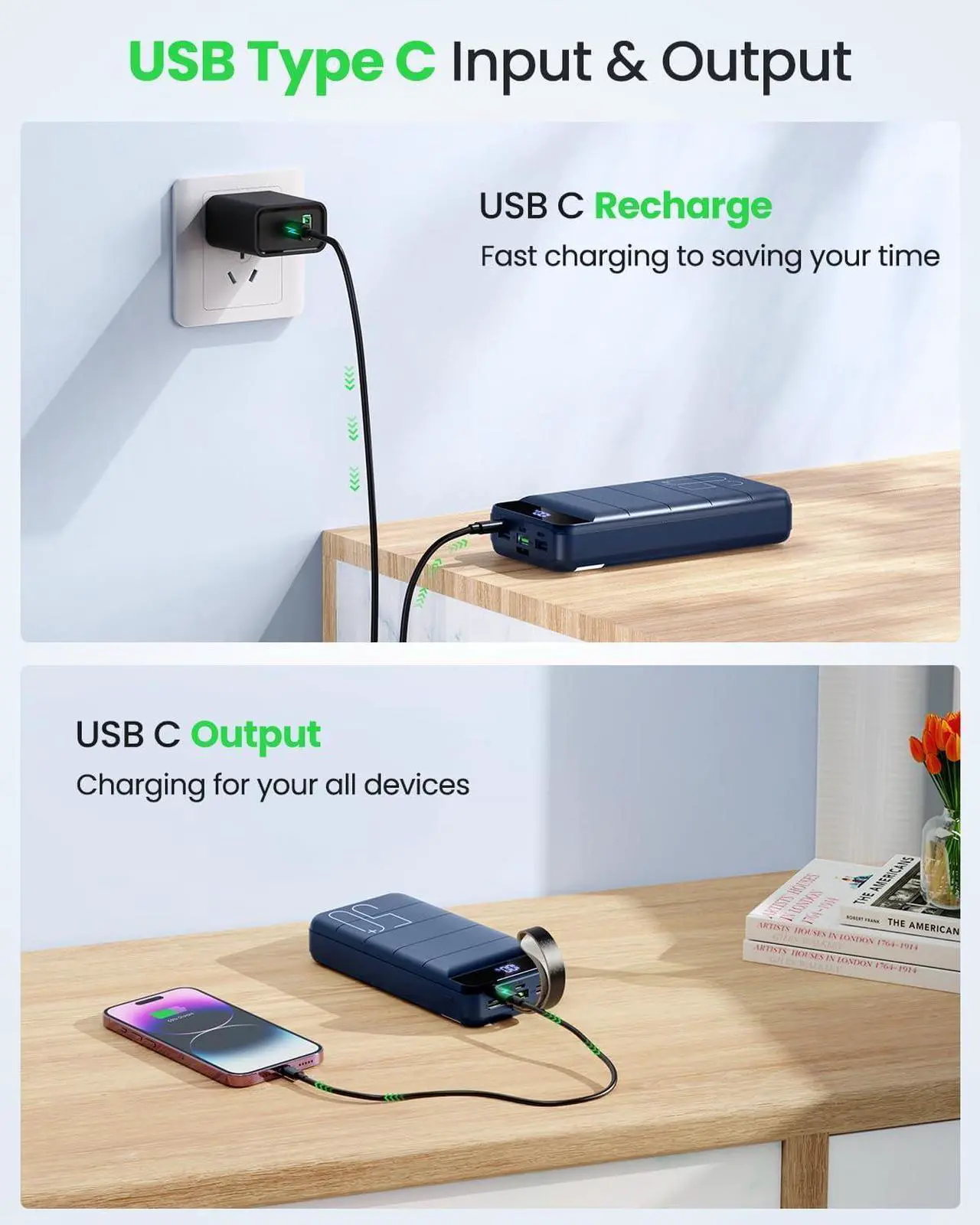 Alt view image 5 of 7 - Portable Charger Power Bank 50000mAh Fast Charging 22.5W USB C Battery Pack Charger Portable with 4 Outputs & 3 Inputs High Capacity External Battery Charging Bank for iPhone  Galaxy