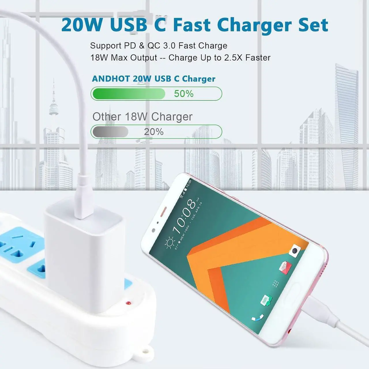 Alt view image 5 of 7 - Type C Samsung Fast Charger for Samsung Galaxy S25/S24/A25/A35/A15/A14/A54/A53, 20W USB C iPhone 16 Charger Fast Charging for iPhone 16 Pro Max/16 Plus/15,PD Wall Charger+6ft iPhone C Charger Cable