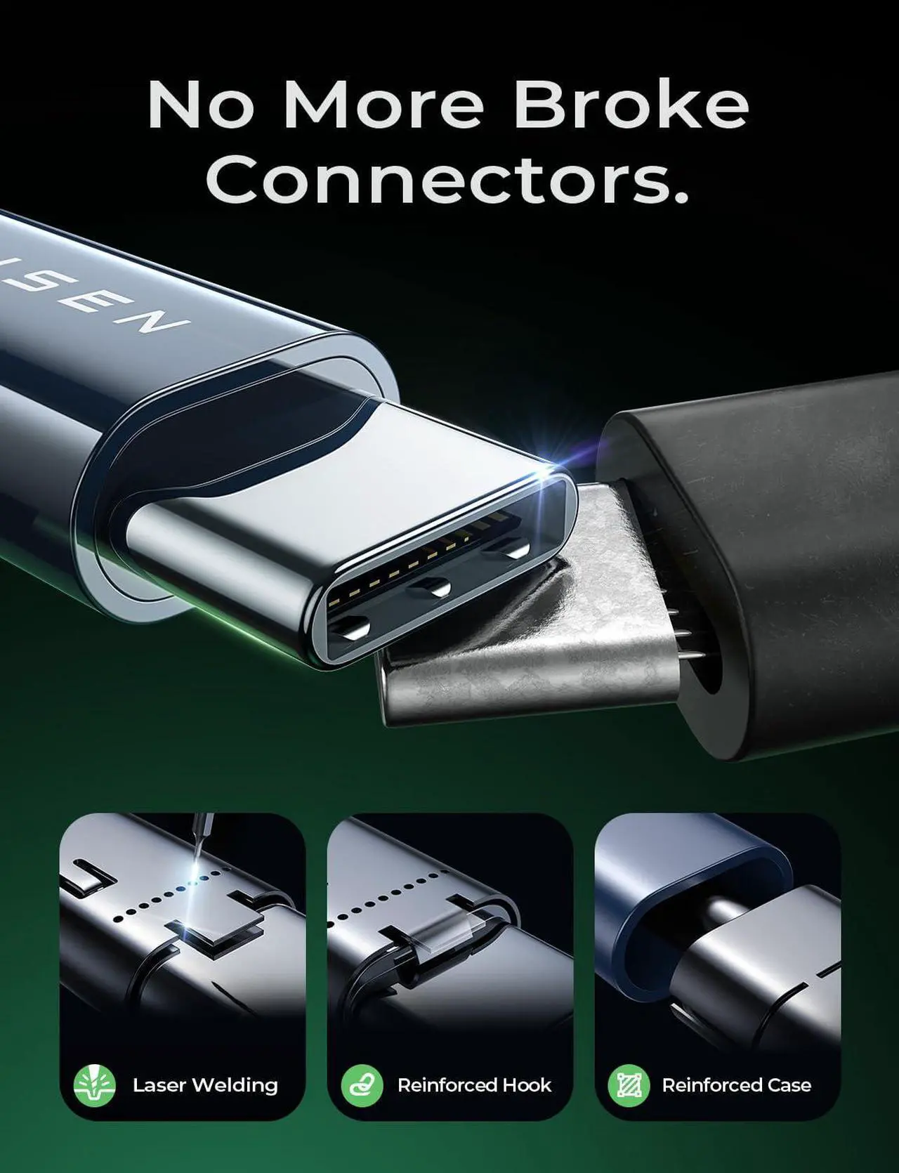 Alt view image 5 of 7 - LISEN 240W USB C to USB C Cable, USBC to USBC Type C Charger Fast Charging Cable Cord for iPhone16 Pro Max 15 Plus MacBook Pro iPad Pro Samsung S24 Compatible 140W/100W/60W,3.3ft+6.6ft/2 Pack/Midnight