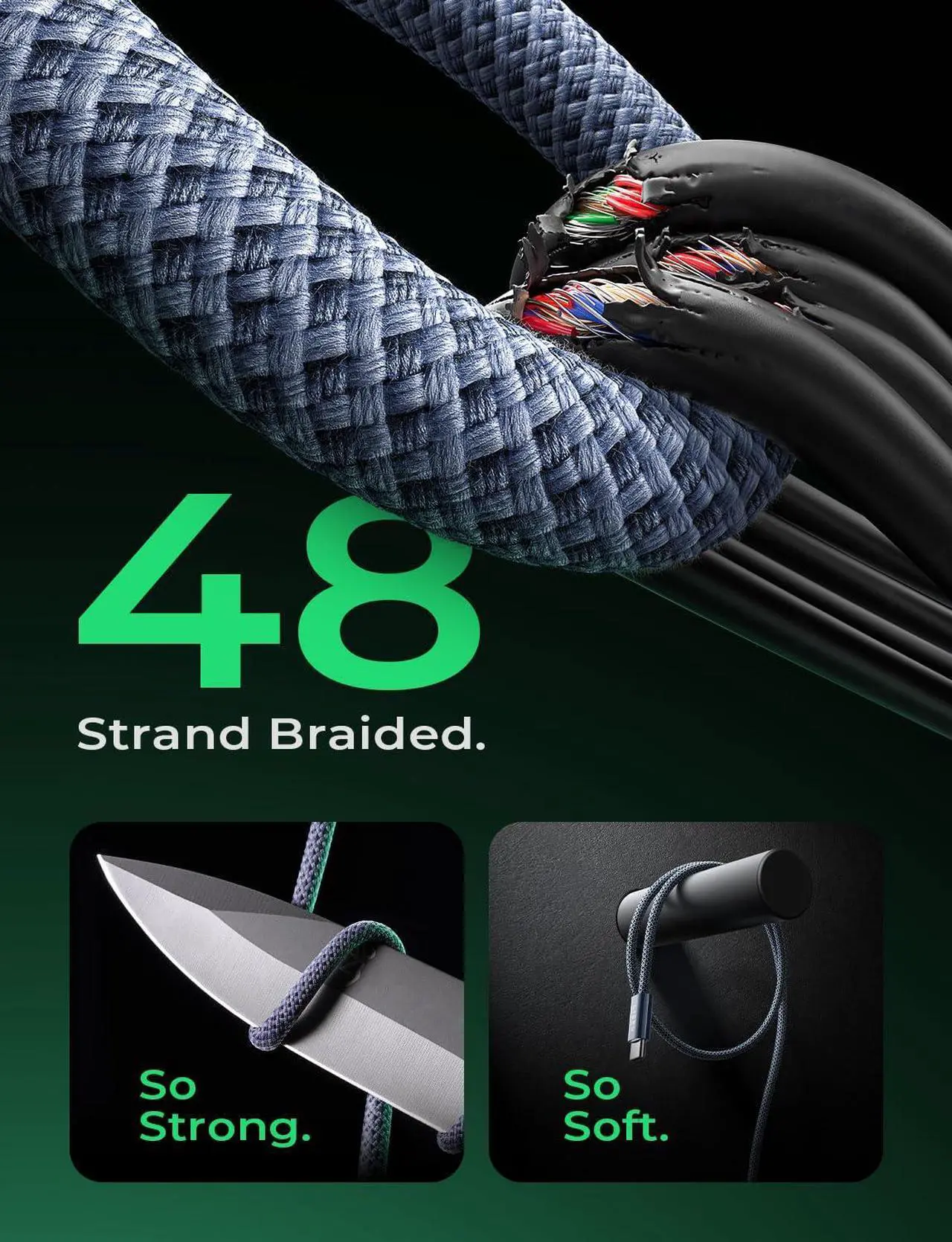 Alt view image 6 of 7 - LISEN 240W USB C to USB C Cable, USBC to USBC Type C Charger Fast Charging Cable Cord for iPhone16 Pro Max 15 Plus MacBook Pro iPad Pro Samsung S24 Compatible 140W/100W/60W,3.3ft+6.6ft/2 Pack/Midnight