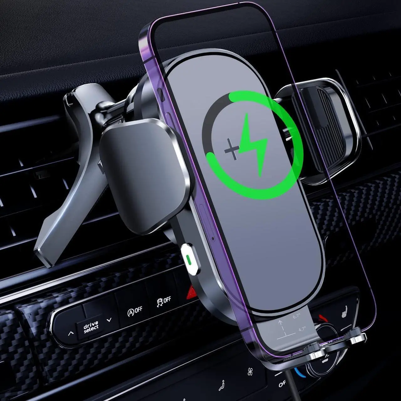 Alt view image 2 of 7 - Wireless Car Charger, 15W Fast Charging Car Phone Mount | Auto-Clamping Air Vent Car Cell Phone Holder for iPhone 16/15/14/13/12/11 /X/XR/XS /8 Pro Max Mini Plus Samsung Galaxy Series