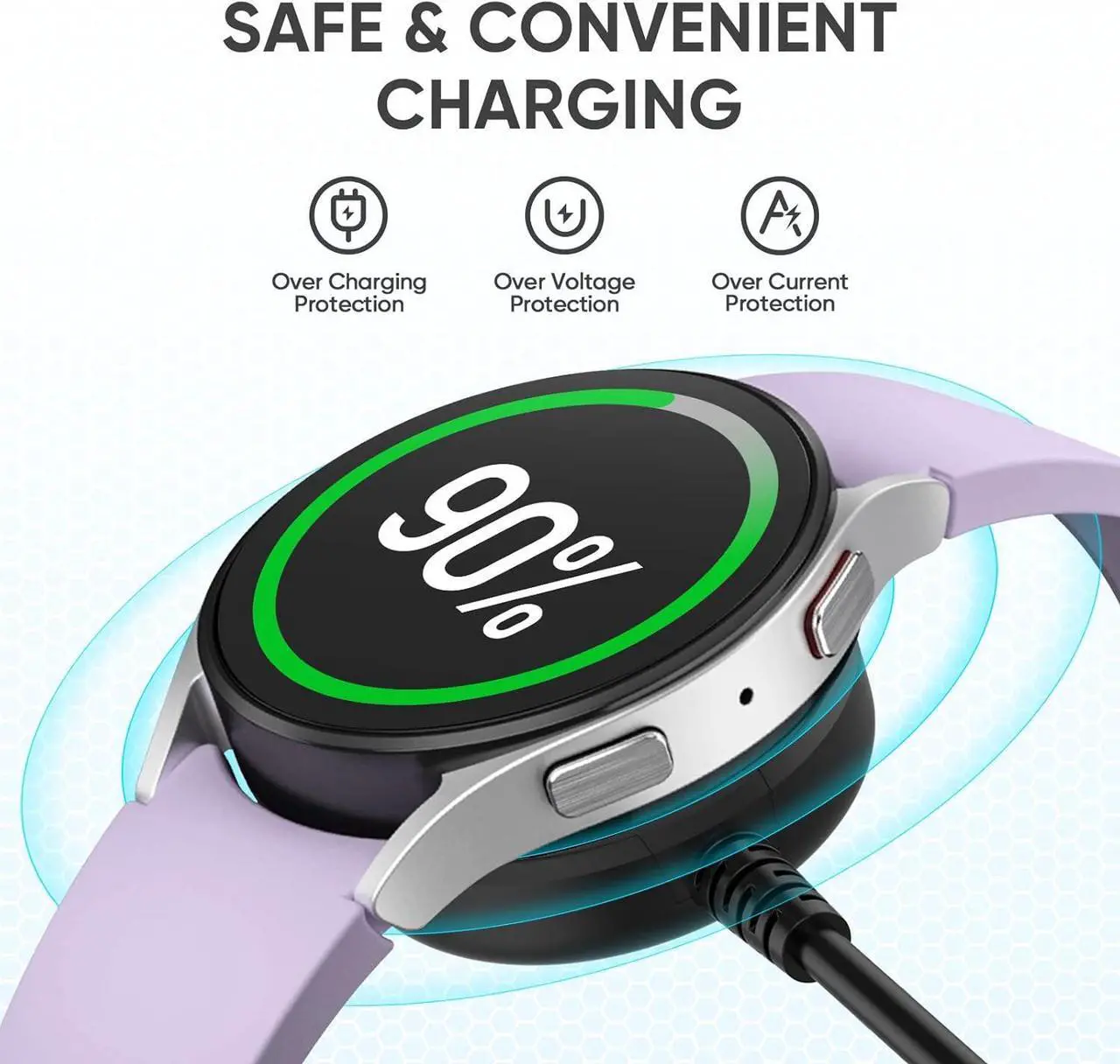 Alt view image 2 of 7 - [2-Pack] Charger Cable for Samsung Galaxy Watch 7/Watch 6/Watch 5, Replacement Charging Cable Compatible with Samsung Watch, 3.3ft