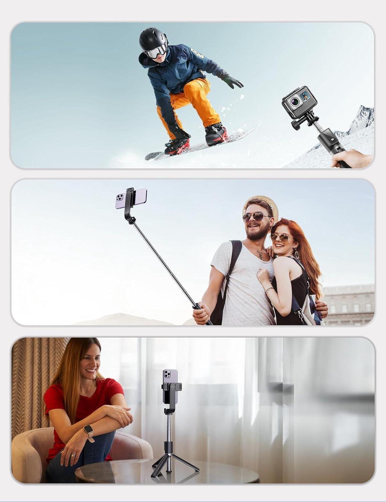 Alt view image 7 of 7 - Selfie Stick Tripod with Remote, Extendable 360° Rotatable Selfie Stick, 41.7" Phone Tripod Stand for Cell Phone Filming Compatible with iPhone Samsung Android Smartphone Gopro
