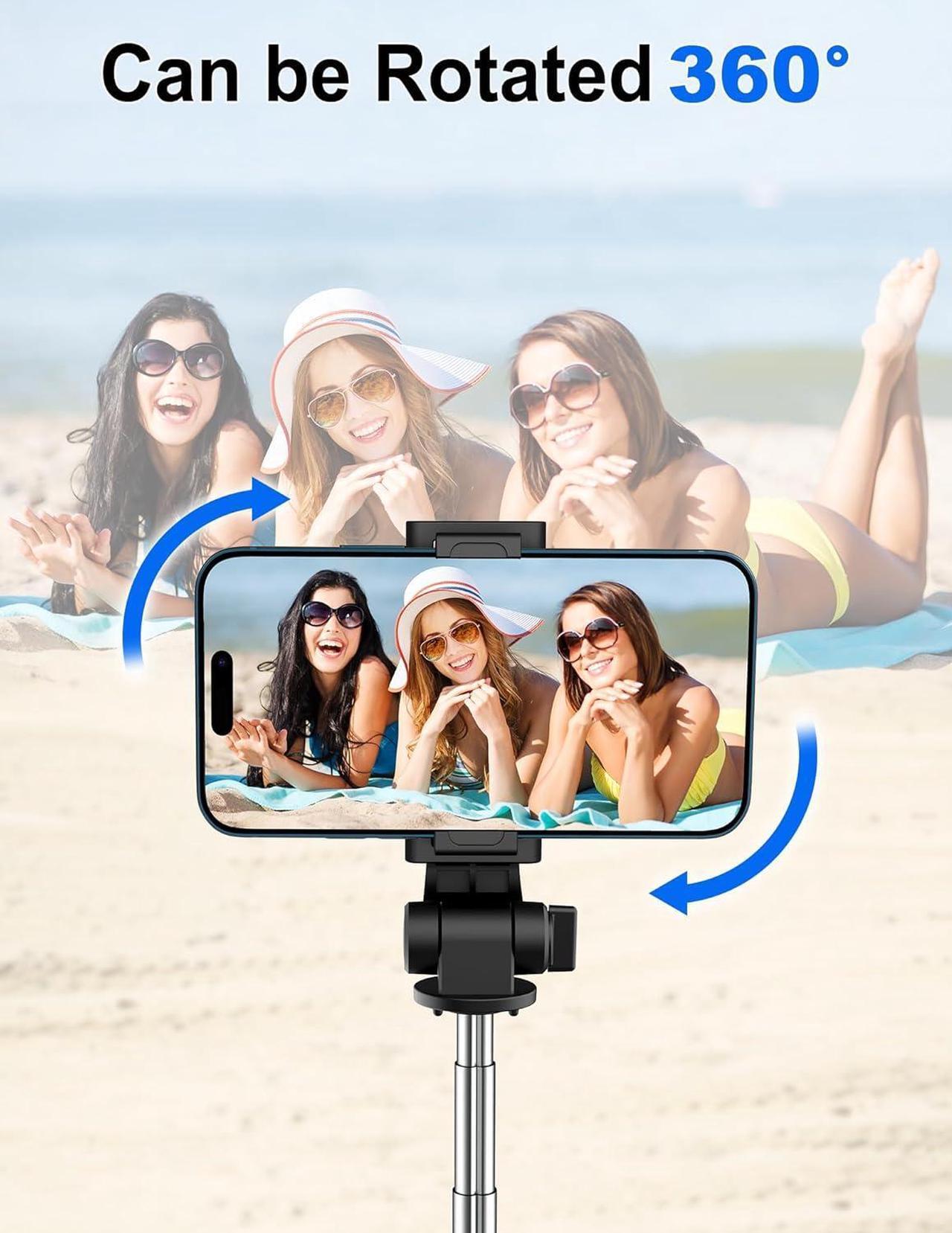 Alt view image 4 of 6 - Selfie Stick Tripod with Remote, Phone Tripod with Extendable Phone Holder, Portable Selfie StickTripod for iPhone Android TikTok YouTube Vlog