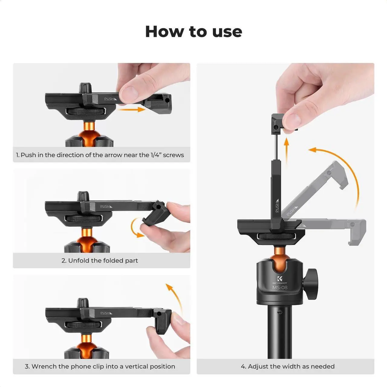 Alt view image 4 of 7 - K&F Concept 62'' Phone Selfie Stick Tripod, 2-in-1 Lightweight Cellphone Holder and Camera Stand with Remote, Compatible with GoPro/iPhone/Android/Camera/DJI OSMO Pocket 3