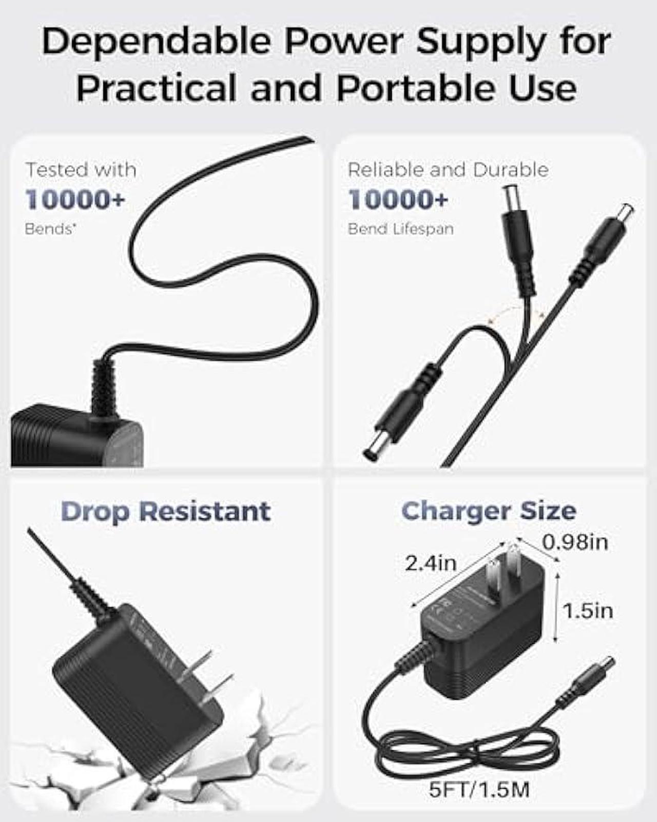 Alt view image 4 of 5 - 12V Power Supply AC Adapter 12 Volt Charger Universal Power Adapter for DC in 12V Power Cord with 10 Interchangeable Jacks for 1000mA 900mA 800mA 700mA 600mA 500mA 400mA 300mA 200mA 100mA Electronic