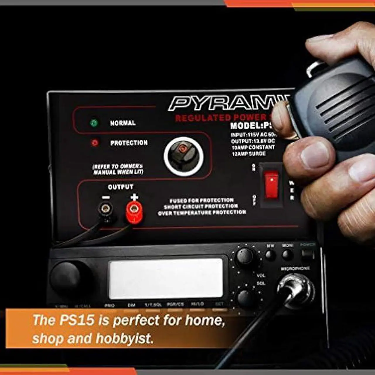 Alt view image 5 of 6 - Pyramid Universal Compact Bench Power Supply - 10 Amp Linear Regulated Home Lab Benchtop AC-to-DC Converter w/ 13.8 Volt DC 115V AC 250W Input, Screw Type Terminal, 12V Car Cigarette Lighter-PS15K.5