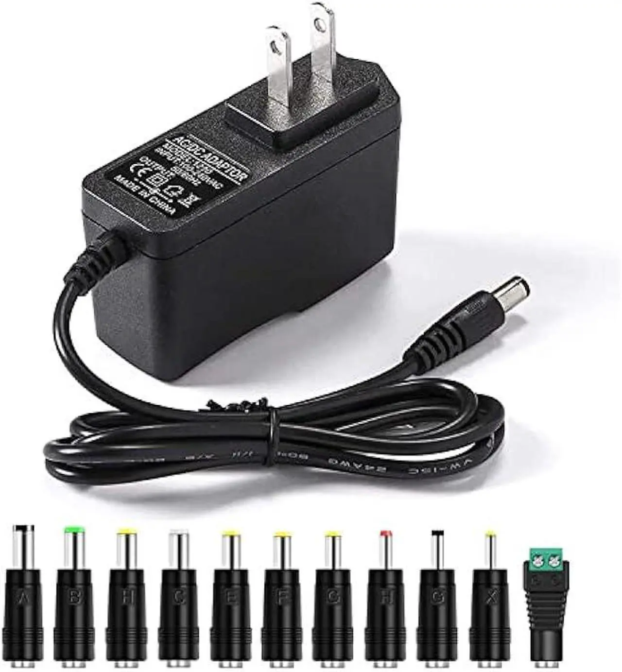 Main image of 12V 1A Power Supply AC Adapter Charger [12 Volts 1 Amps Regulated Switching Power] with 11 Interchangeable DC Plug for 200mA 300mA 350mA 400mA 500mA 600mA 700mA 800mA 850mA 900mA 1000mA Equipment