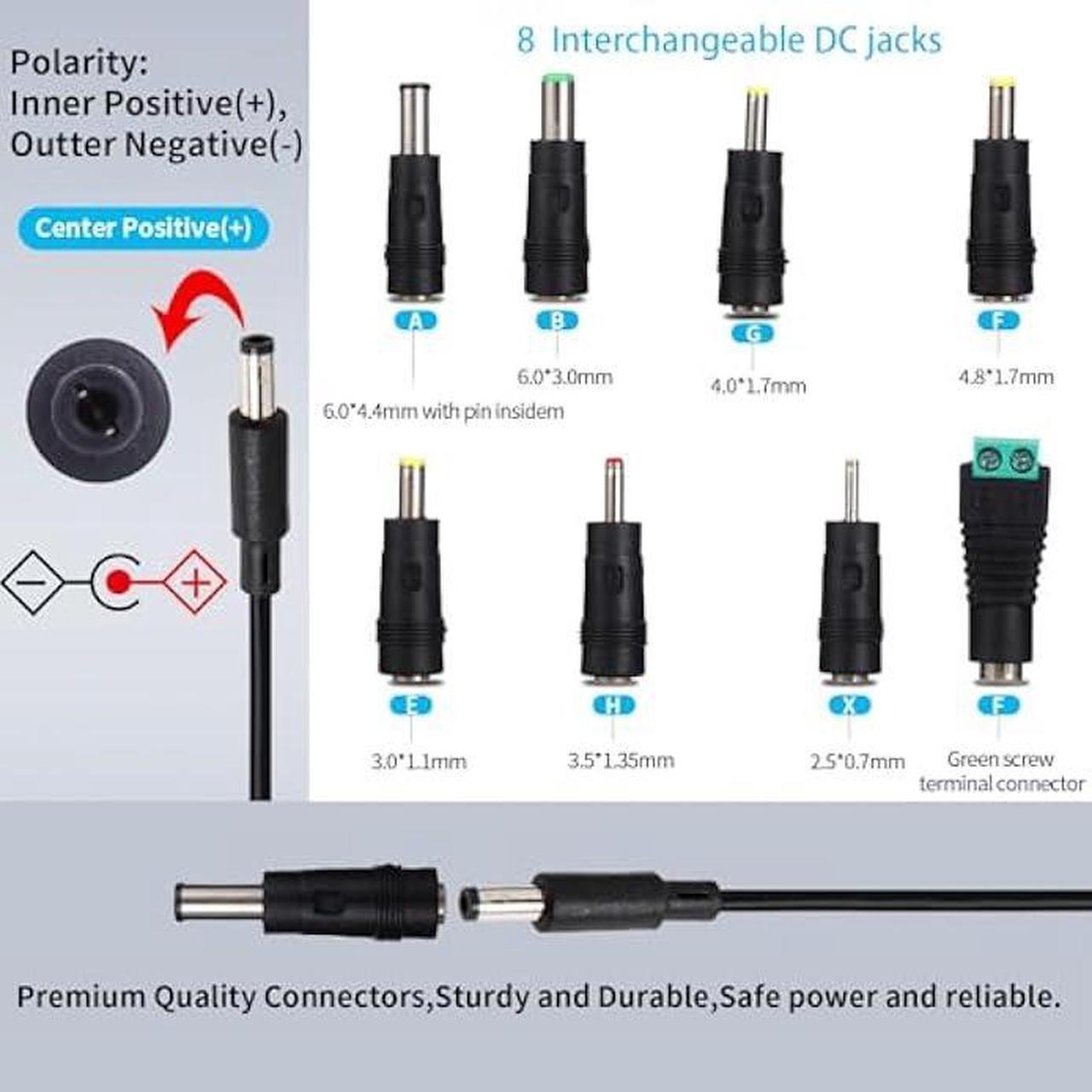 Alt view image 4 of 6 - 18V AC DC Power Supply Adapter 18Volt 1 Amp Charger DC 18V 1A Power Cord with 8 Interchangeable Jacks for 100mA 200mA 300mA 400mA 500mA 600mA 800mA 900mA 1000mA Electronics