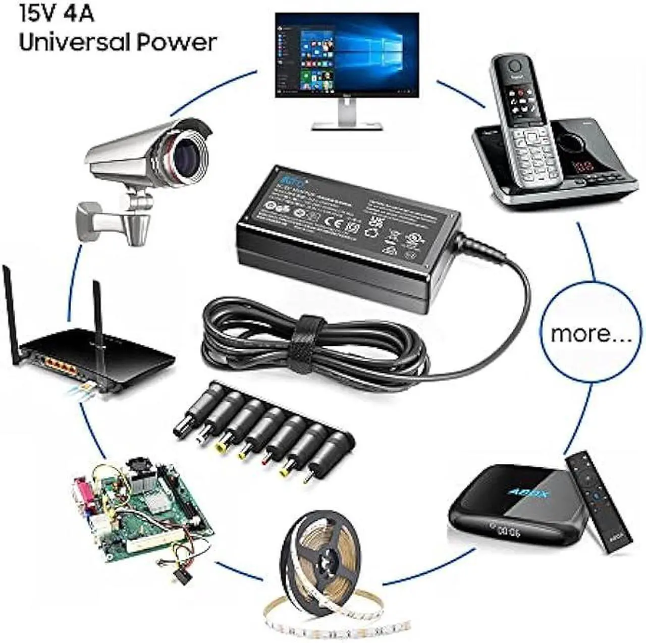 Alt view image 2 of 7 - KFD 15V 4A Universal Power Supply for Neewer LUME Cube Right Light Power Cord Anker Soundcore Rave Mini A3390,BeoPlay A2 Sony SRS-XB3 Speaker Native Instruments NI Traktor Kontrol Charger Adapter