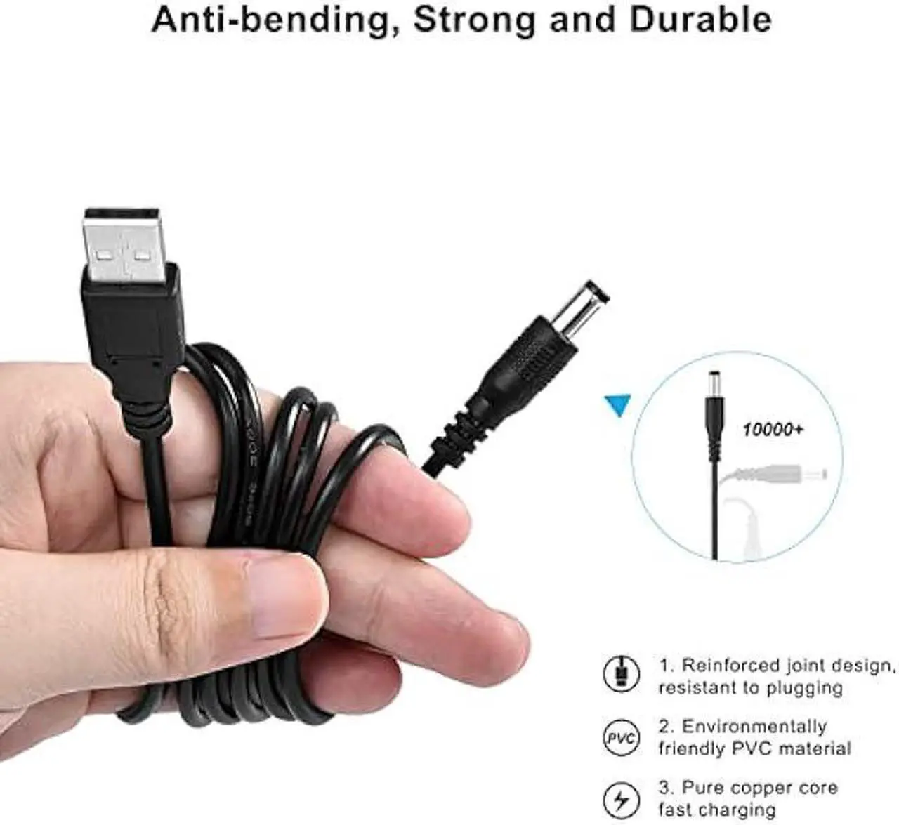 Alt view image 4 of 5 - Aceyoon USB 5V DC Power Supply with 24pcs Universal Laptop Power Adapter - USB 2.0 to DC 5.5x2.1mm Plug Charging Cord - Max 3A - Compatible with Laptop, Router, Speaker, Monitor, Mini Fan