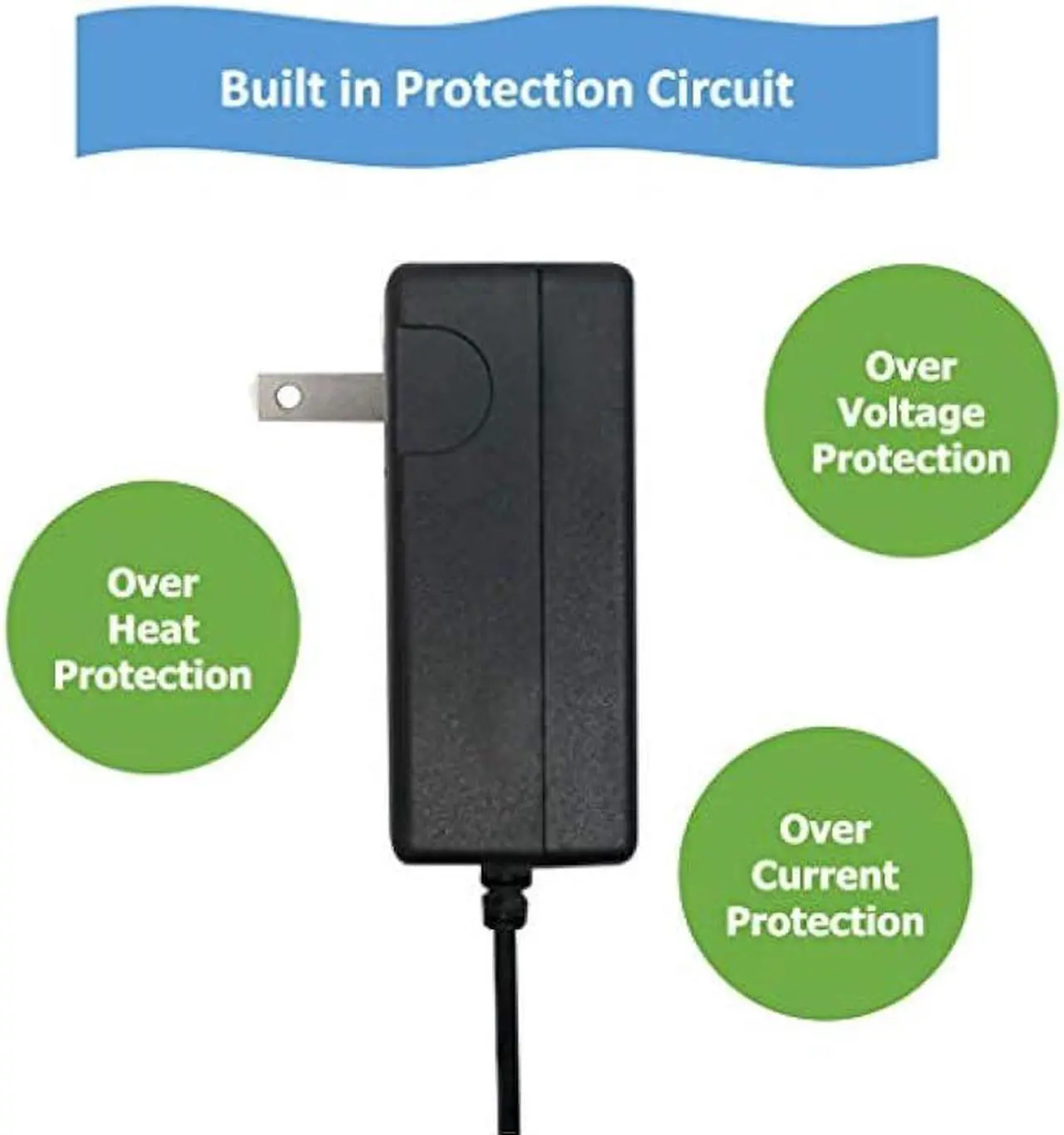 Alt view image 3 of 7 - Excelity AC to DC 15V/2A Wall Charger Power Supply Adapter with 5.5 x 2.1mm Tips