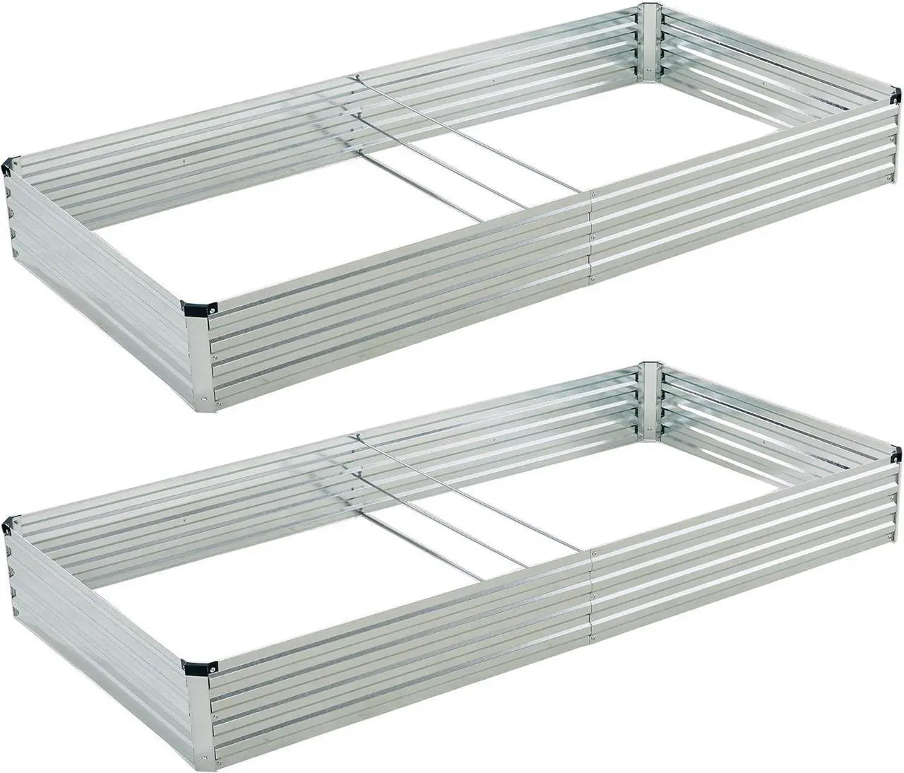 Main image of 8x4x1ft(2 Pack) Galvanized Raised Garden Bed,Outdoor Planter Box Metal Patio Kit Planting Bed for Vegetables Flowers Herb,Silver