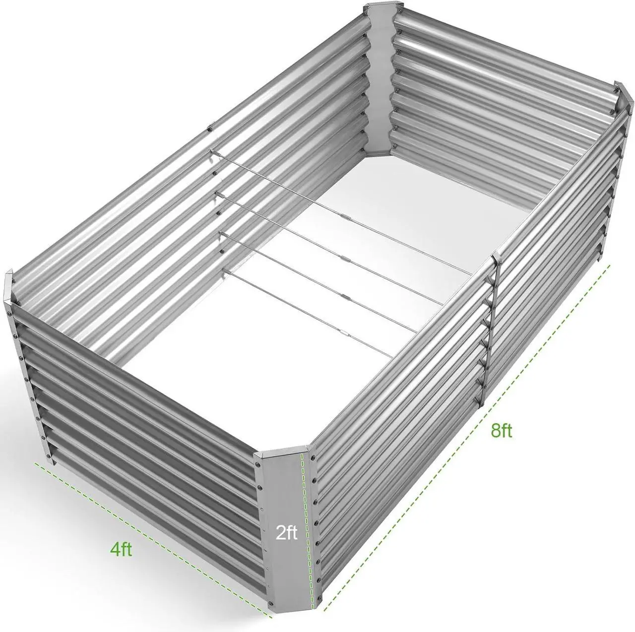 Alt view image 2 of 6 - Land Guard 8×4×2 ft Galvanized Raised Garden Bed Kit, Galvanized Planter Raised Garden Boxes Outdoor, Large Metal Raised Garden Beds for Vegetables.