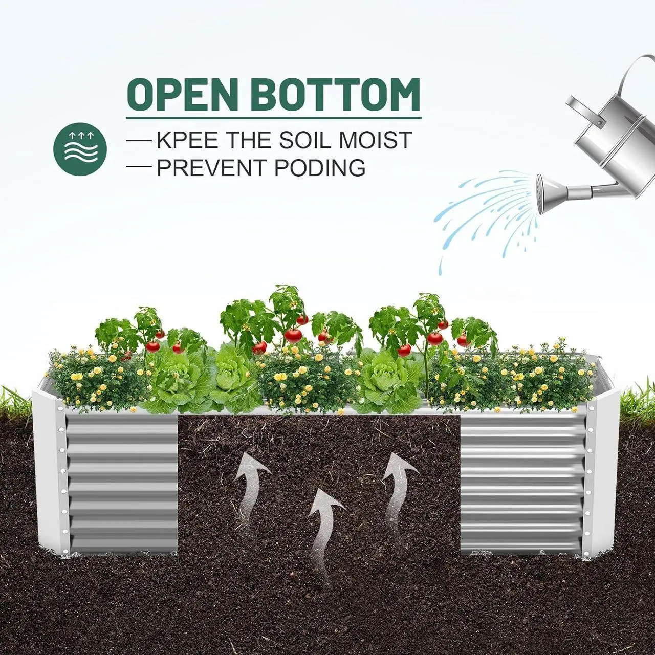 Alt view image 3 of 6 - Land Guard 8×4×2 ft Galvanized Raised Garden Bed Kit, Galvanized Planter Raised Garden Boxes Outdoor, Large Metal Raised Garden Beds for Vegetables.