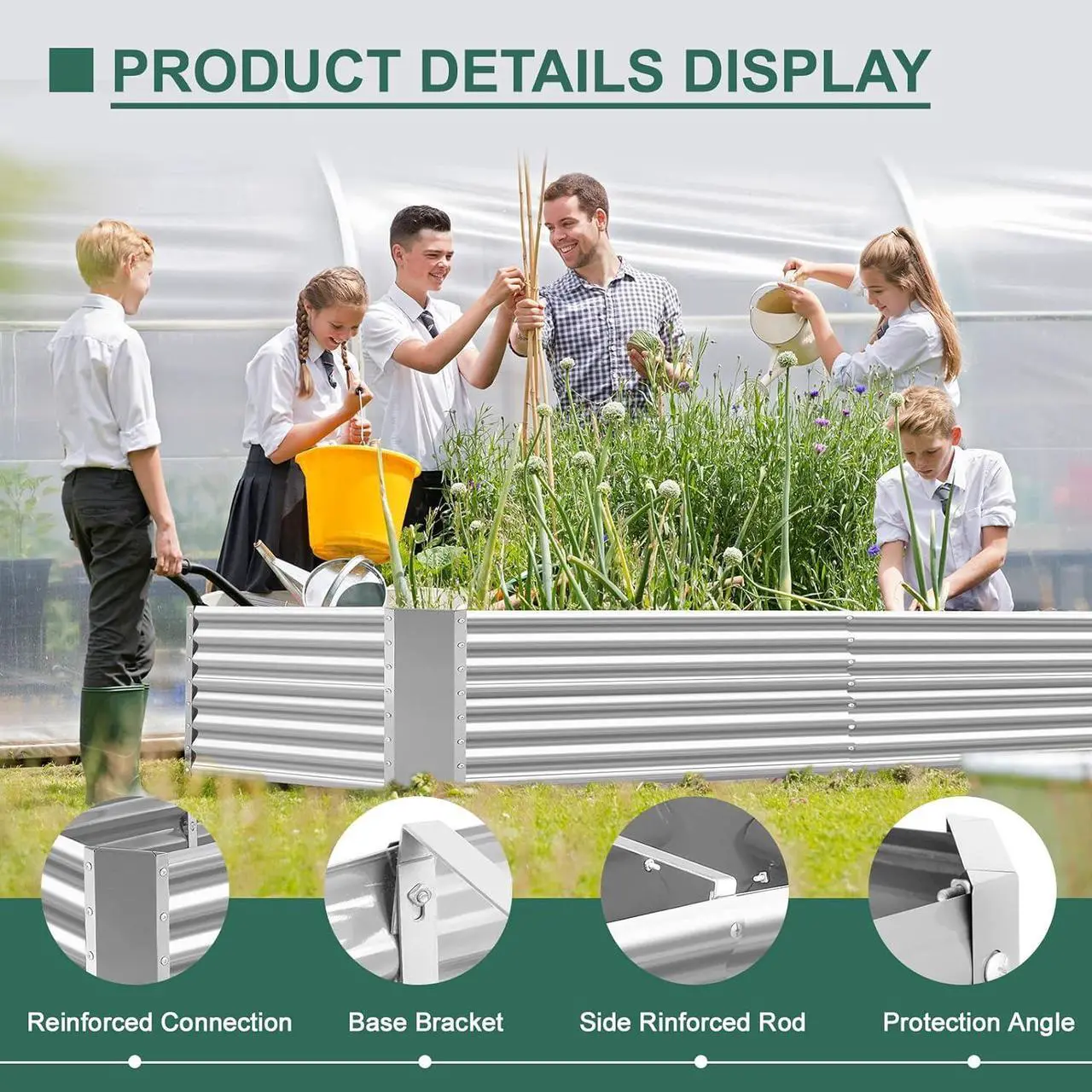 Alt view image 5 of 6 - Land Guard 8×4×2 ft Galvanized Raised Garden Bed Kit, Galvanized Planter Raised Garden Boxes Outdoor, Large Metal Raised Garden Beds for Vegetables.