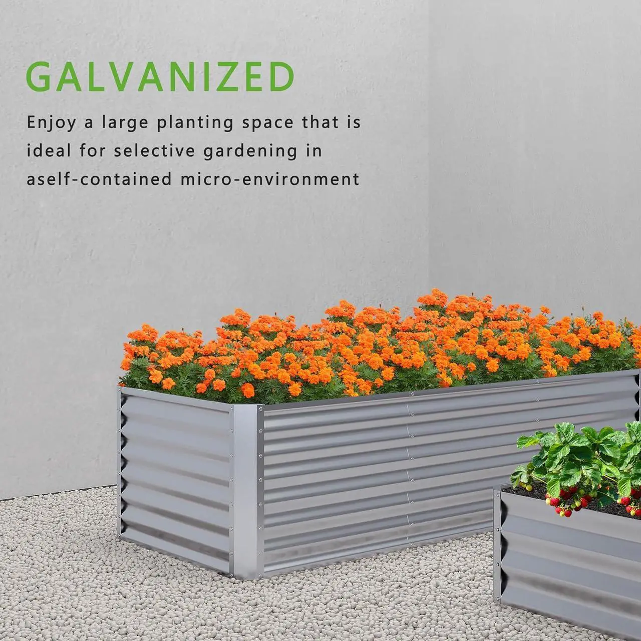 Alt view image 7 of 7 - 8x2x2FT Galvanized Raised Garden Bed,Planter Raised Beds-Metal Garden Box,Large Plant for Outdoor Planting, Vegetables Bed,Flower,Herb-Sliver